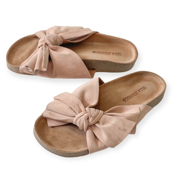 Ulla Johnson Ingrid Bow Slides Sandals, Pink/Blush, Size 38EU - Picture 1 of 9